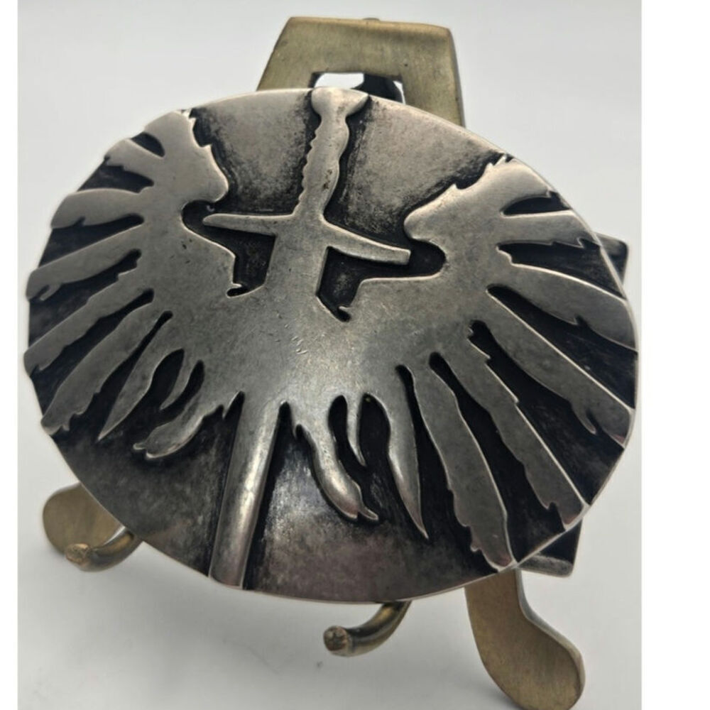 Vintage Metal Belt Bucket with Wings & a Sword - Picture 3 of 6